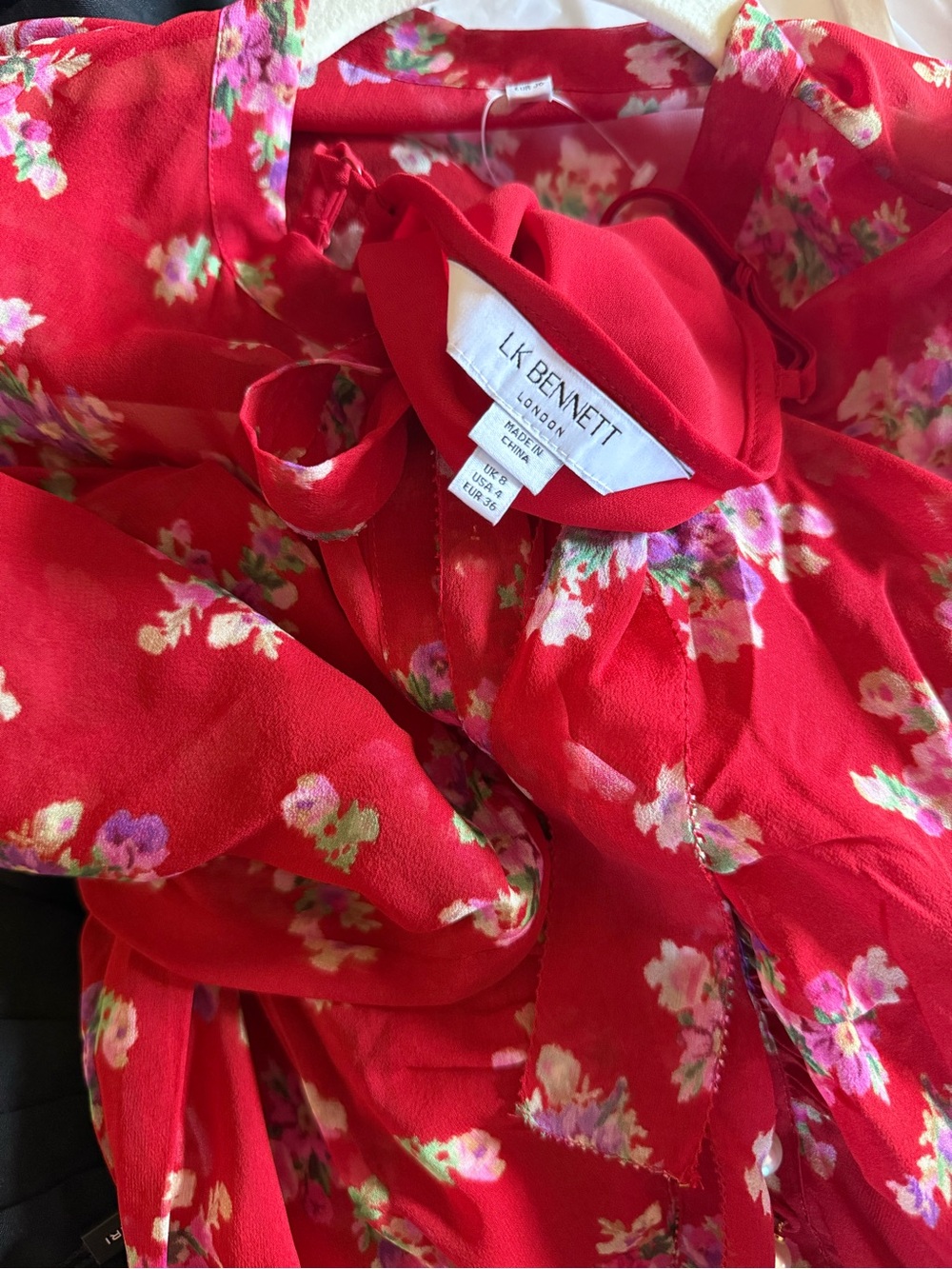 LK Bennett Red Floral Tie-Neck Kids Dress